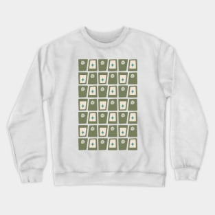 Mid Century Funky Blocks 2 in Green, Teal and Cream Crewneck Sweatshirt